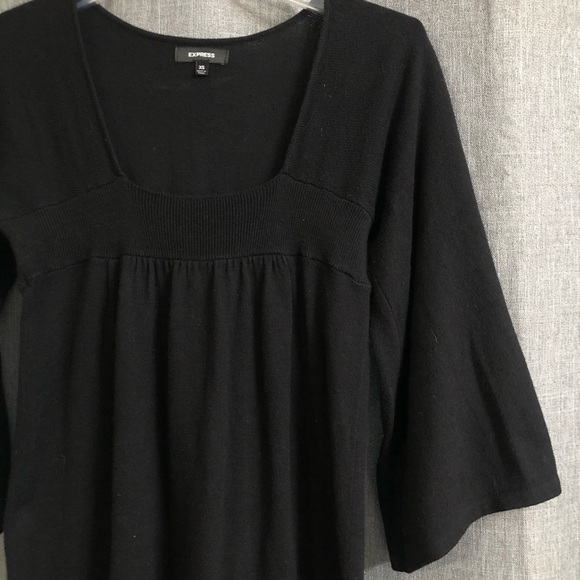 Express Black Kimono Sleeve Sweater Dress with Square Neckline - Picture 4 of 13
